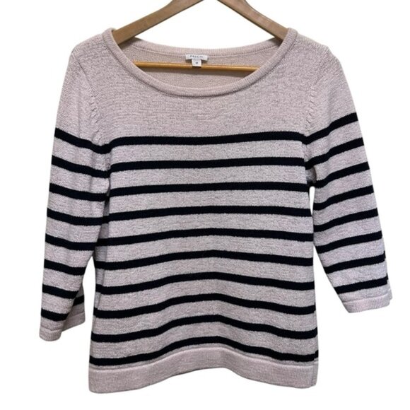 Tops - Precis Off White Blue Nautical Stripe Knit Top Size M Petite